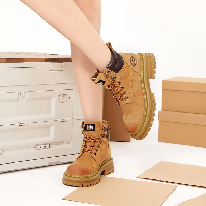 Минималистичные универсальные короткие ботинки на платформе Dickies, женские земляные желтые ботинки