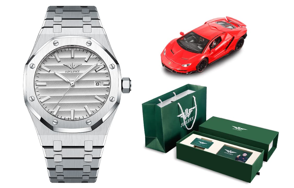 Коллекция JINLERY Explorer, автоматический механический механизм, ремешок для часов из нержавеющей стали, мужские часы, черный циферблат