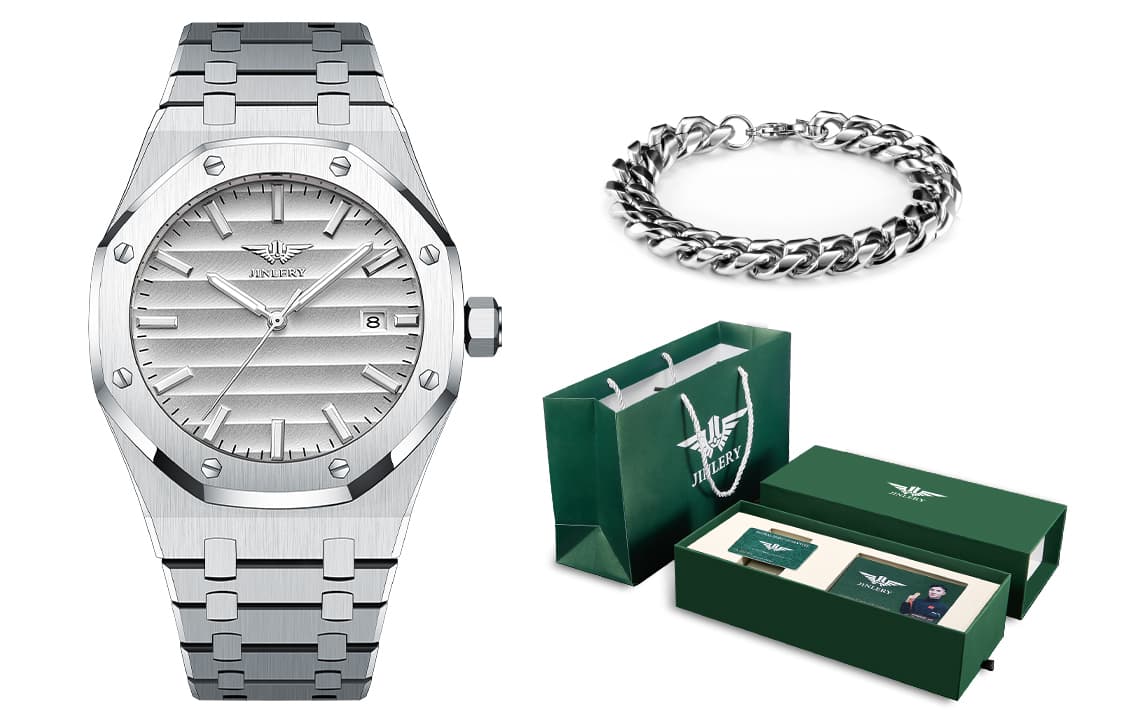 Коллекция JINLERY Explorer, автоматический механический механизм, ремешок для часов из нержавеющей стали, мужские часы, черный циферблат