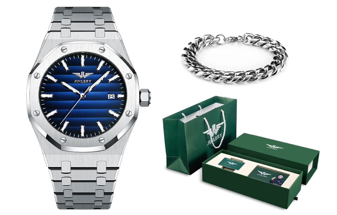 Коллекция JINLERY Explorer, автоматический механический механизм, ремешок для часов из нержавеющей стали, мужские часы, черный циферблат
