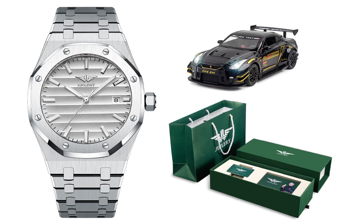 Коллекция JINLERY Explorer, автоматический механический механизм, ремешок для часов из нержавеющей стали, мужские часы, черный циферблат