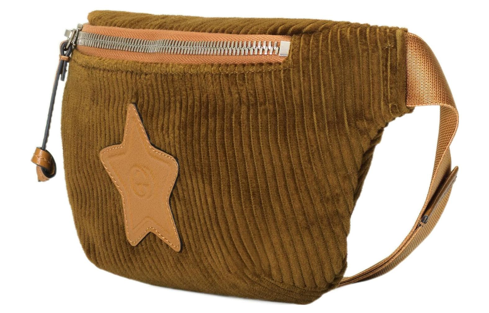 GUCCI Поясная сумка из вельвета с кожаным декором, слинг-сумка, детская сумка Обычный детский Коричневый