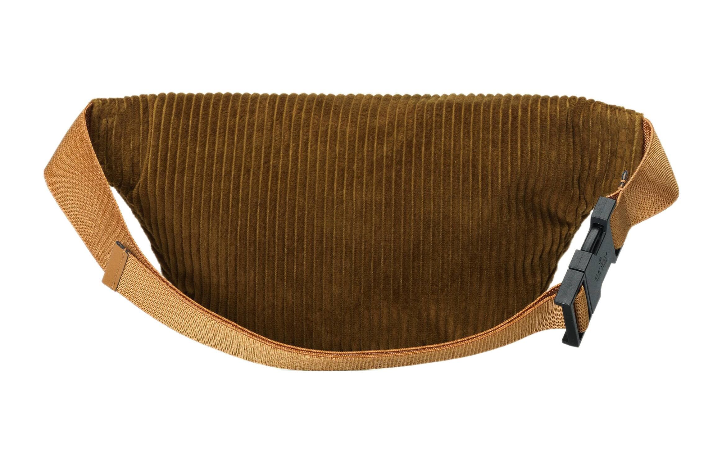 GUCCI Поясная сумка из вельвета с кожаным декором, слинг-сумка, детская сумка Обычный детский Коричневый