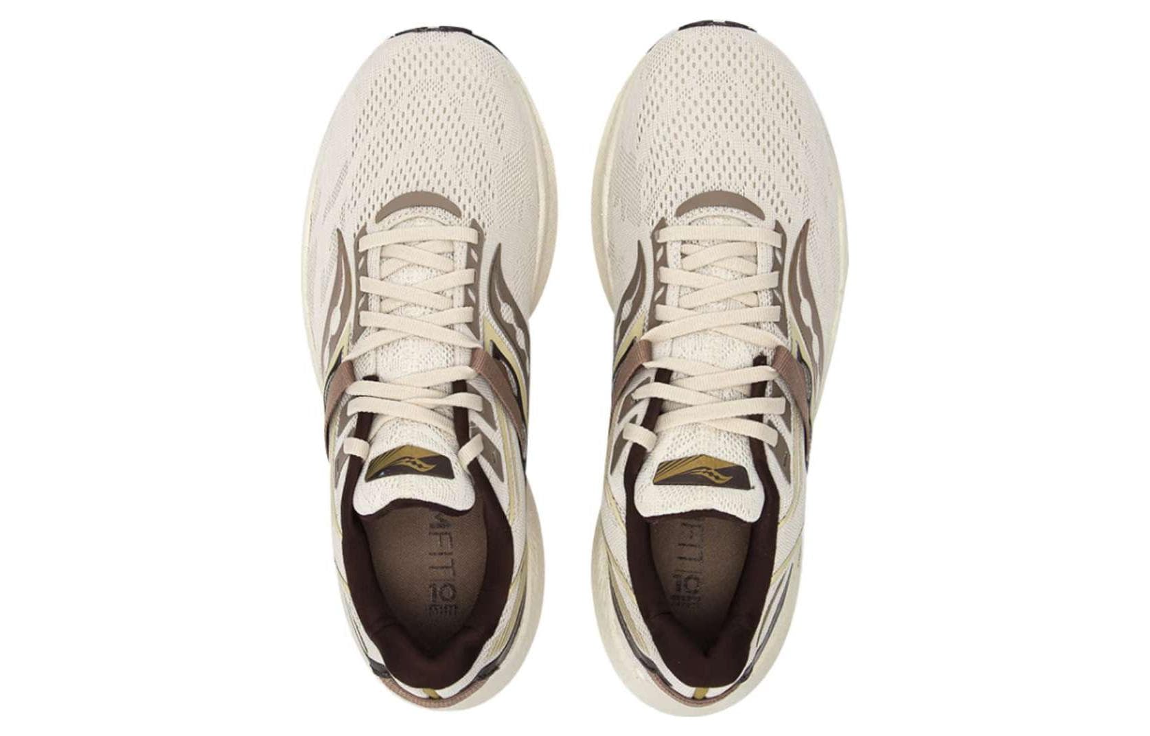 Saucony Triumph 20 Амортизаторы Противоскользящие Устойчивые к истиранию низкие кроссовки для марафонского бега Унисекс Бежевый