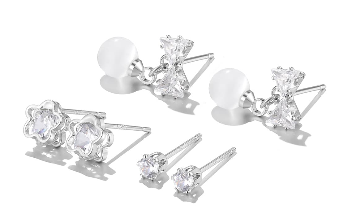 Clect S925 Серебряные серьги-гвоздики женские серебряные