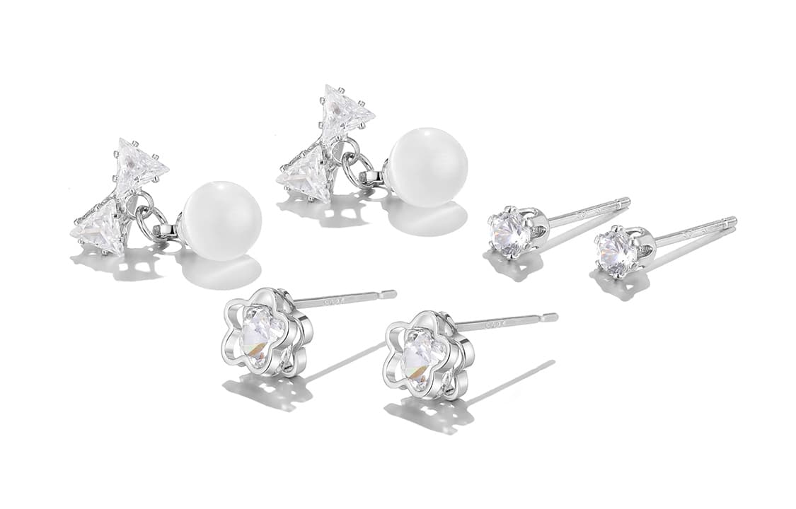 Clect S925 Серебряные серьги-гвоздики женские серебряные