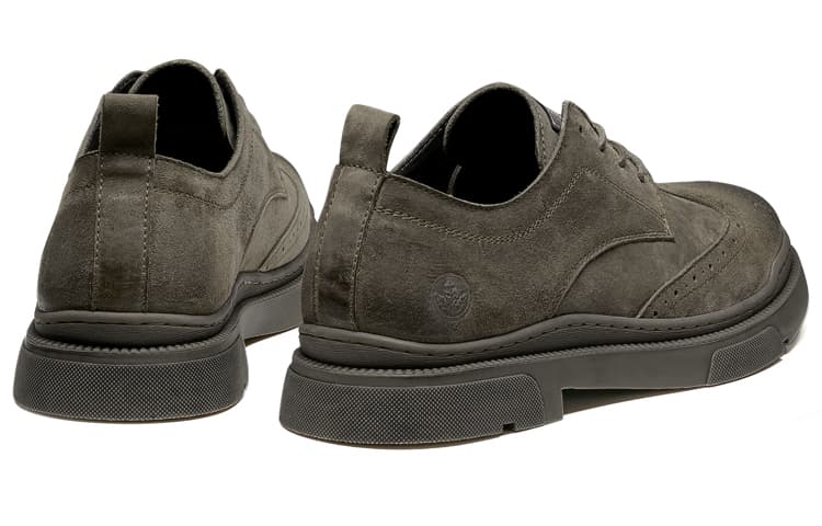LEAVELAND Повседневная кожаная обувь Мужские низкие кеды цвета хаки/серый
