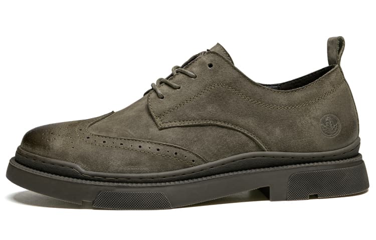 LEAVELAND Casual Leather Shoes Men's Low top Khaki/Gray