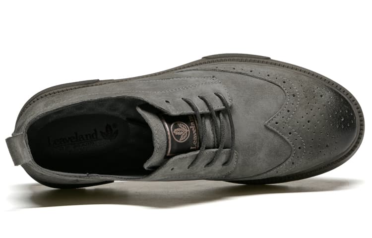 LEAVELAND Повседневная кожаная обувь Мужские низкие кеды цвета хаки/серый