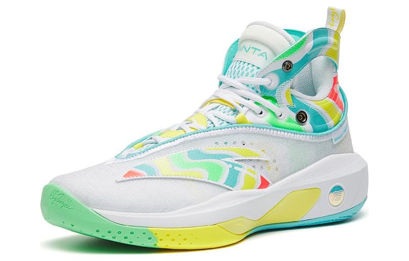 Anta KT8 KT 8 амортизирующие противоскользящие и износостойкие высокие баскетбольные кроссовки мужские белые синие Looney PE