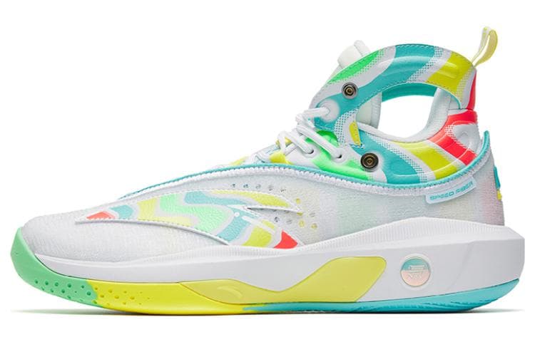 Anta KT8 KT 8 Cushioning Anti-Slip And Wear-Resistant High-Top Basketball Shoes Men's White Blue Looney PE