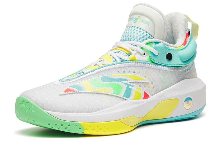 Anta KT8 KT 8 амортизирующие противоскользящие и износостойкие высокие баскетбольные кроссовки мужские белые синие Looney PE