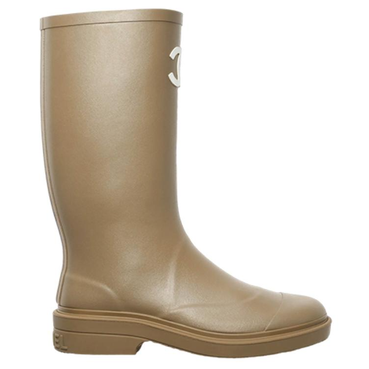 Резиновые резиновые сапоги CHANEL темно-бежевые женские