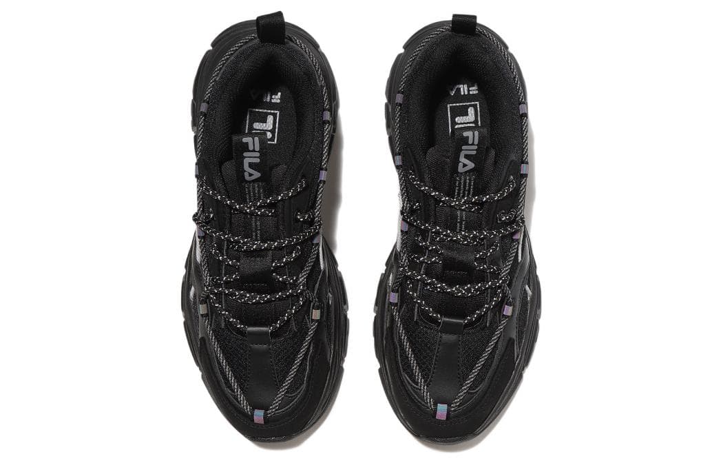 FILA Прочные дышащие низкие повседневные туфли унисекс черного цвета в корейском стиле