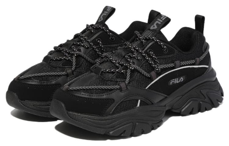 FILA Прочные дышащие низкие повседневные туфли унисекс черного цвета в корейском стиле