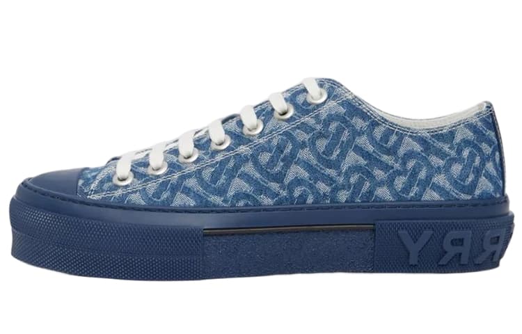 Burberry Low Top Skateboard Shoes Women's Denim Blue