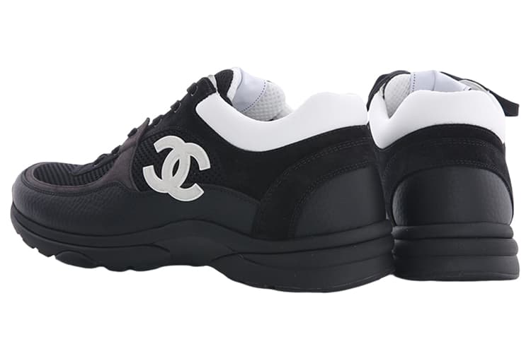 Кожаные кроссовки CHANEL CC Черный Белый