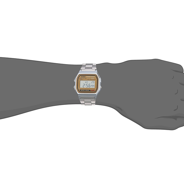 Часы CASIO VINTAGE Series с кварцевым механизмом и ремешком из нержавеющей стали, унисекс, золотой циферблат