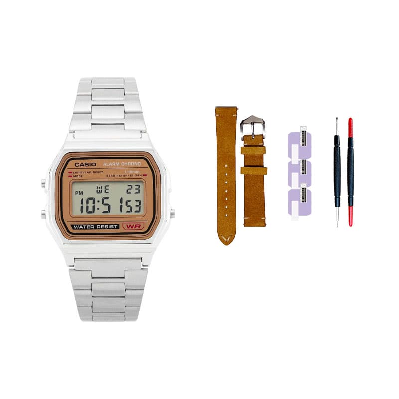 Часы CASIO VINTAGE Series с кварцевым механизмом и ремешком из нержавеющей стали, унисекс, золотой циферблат