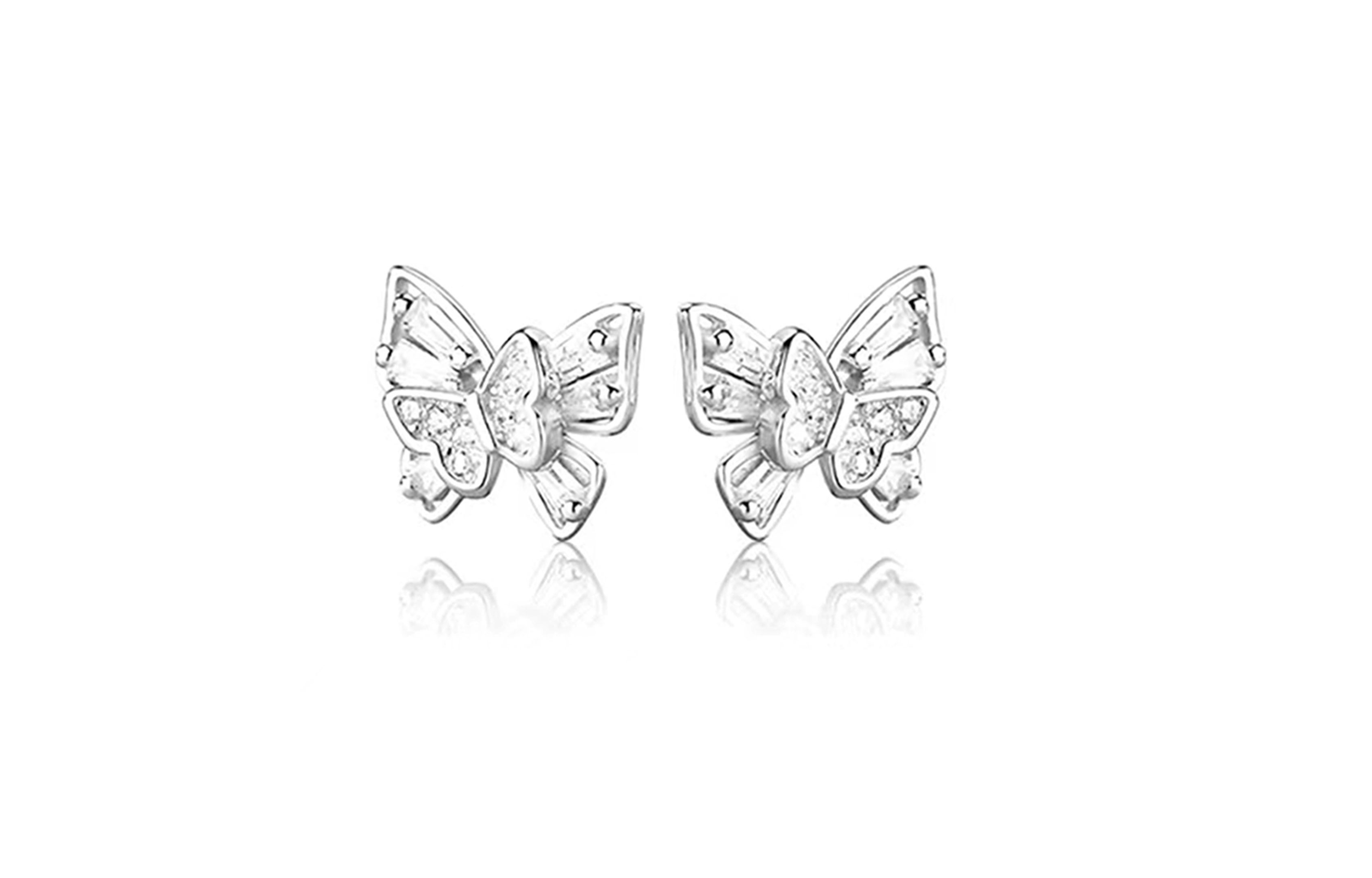 CMFY Zircon Sterling Silver 999 Fine Silver Stud Earrings Women's