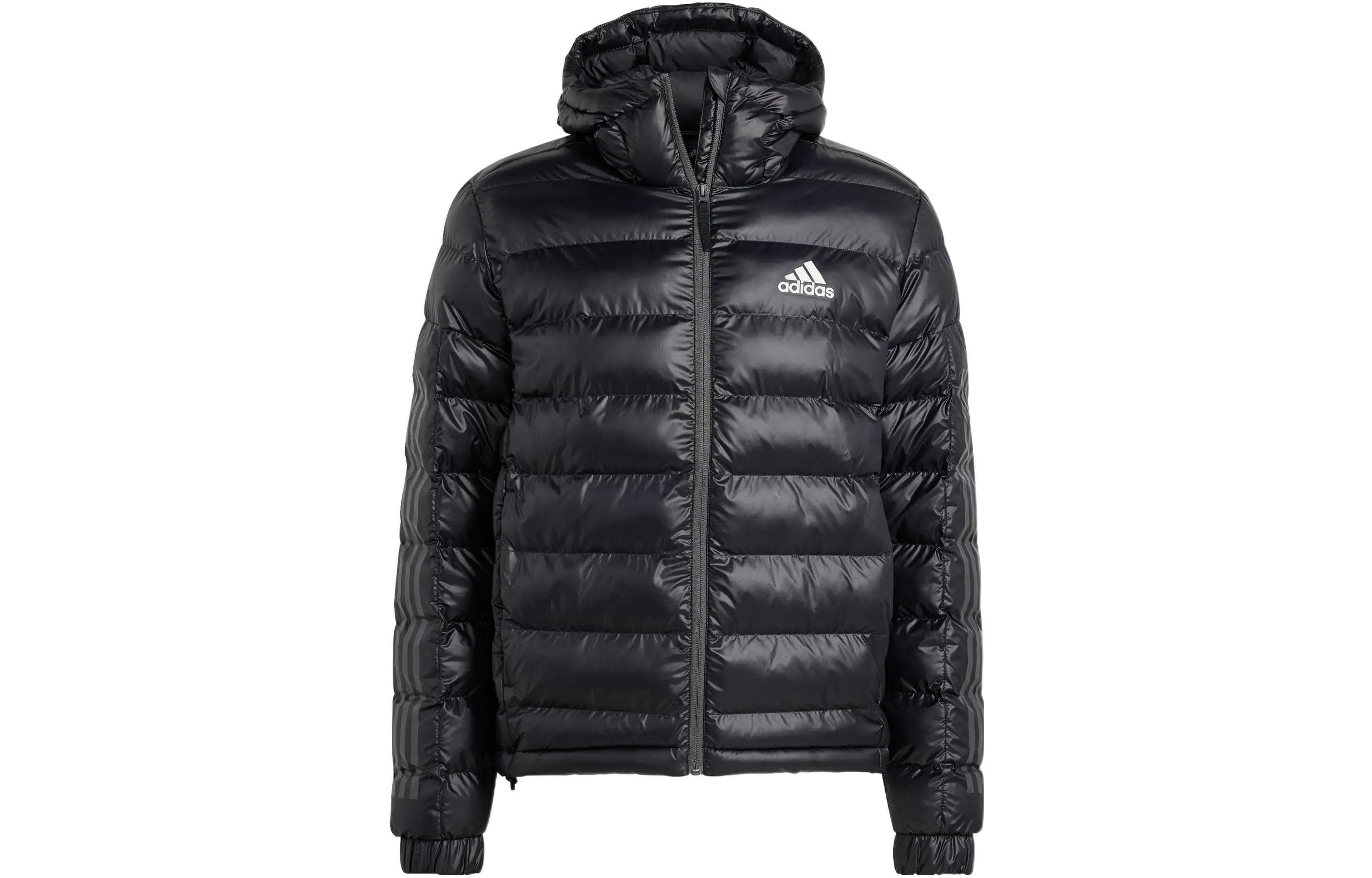 adidas Men's Logo Zip-Up Long-Sleeve Puffer Jacket Black