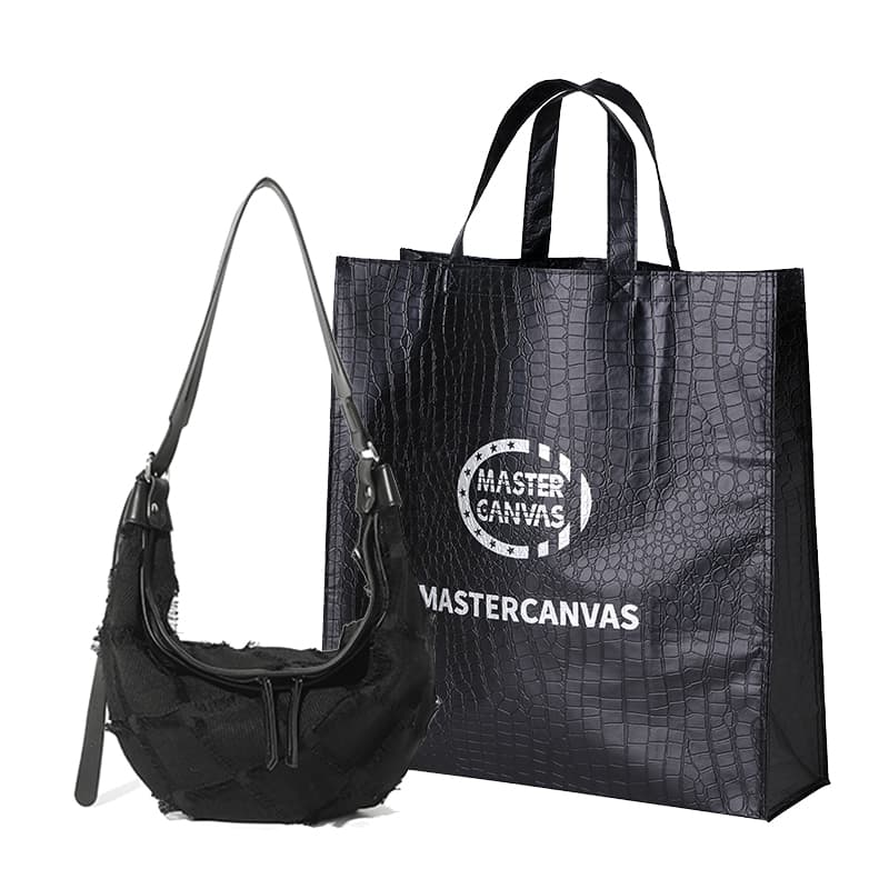 Тканевая полукруглая сумка через плечо MASTER CANVAS, сумка через плечо с клецками, обычная женская, черная