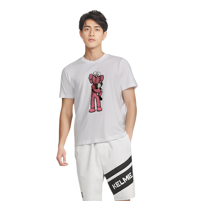 Розовая футболка KAWS X UNIQLO BFF Размеры Азии