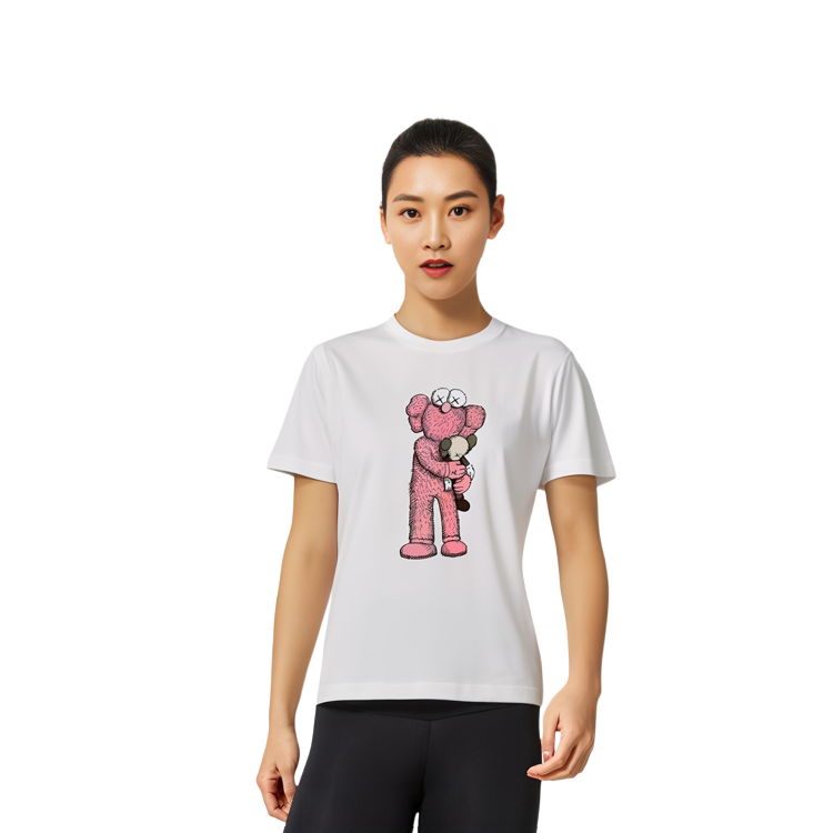 Розовая футболка KAWS X UNIQLO BFF Размеры Азии