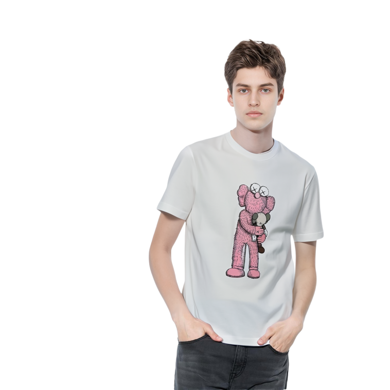 Розовая футболка KAWS X UNIQLO BFF Размеры Азии