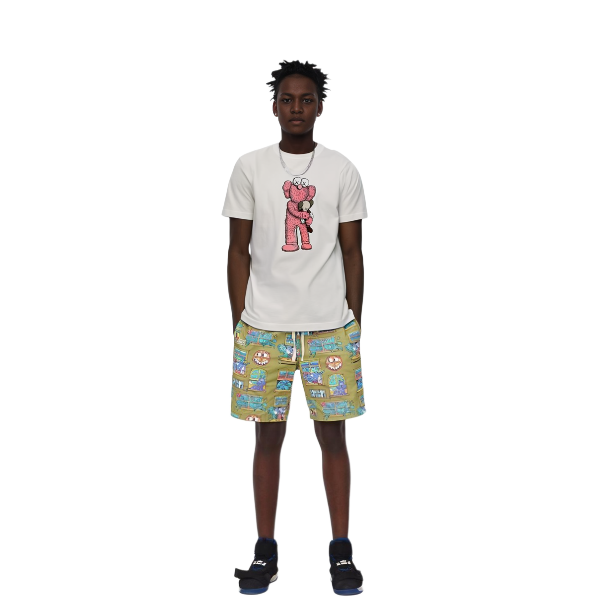 Розовая футболка KAWS X UNIQLO BFF Размеры Азии