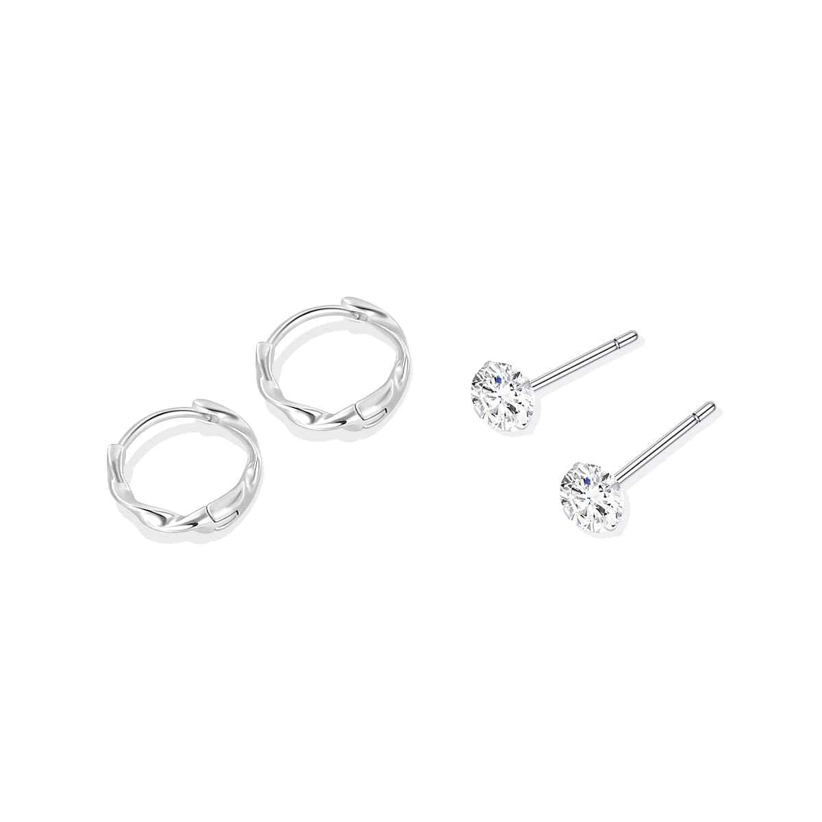 Серьги-гвоздики Love Link из тонкого серебра 999 пробы унисекс, серебристо-белые