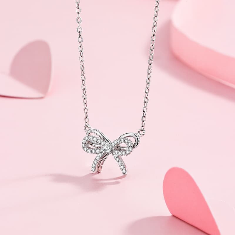 KADER S999 Тонкие серебряные ожерелья женские серебристо-белые в подарочной упаковке