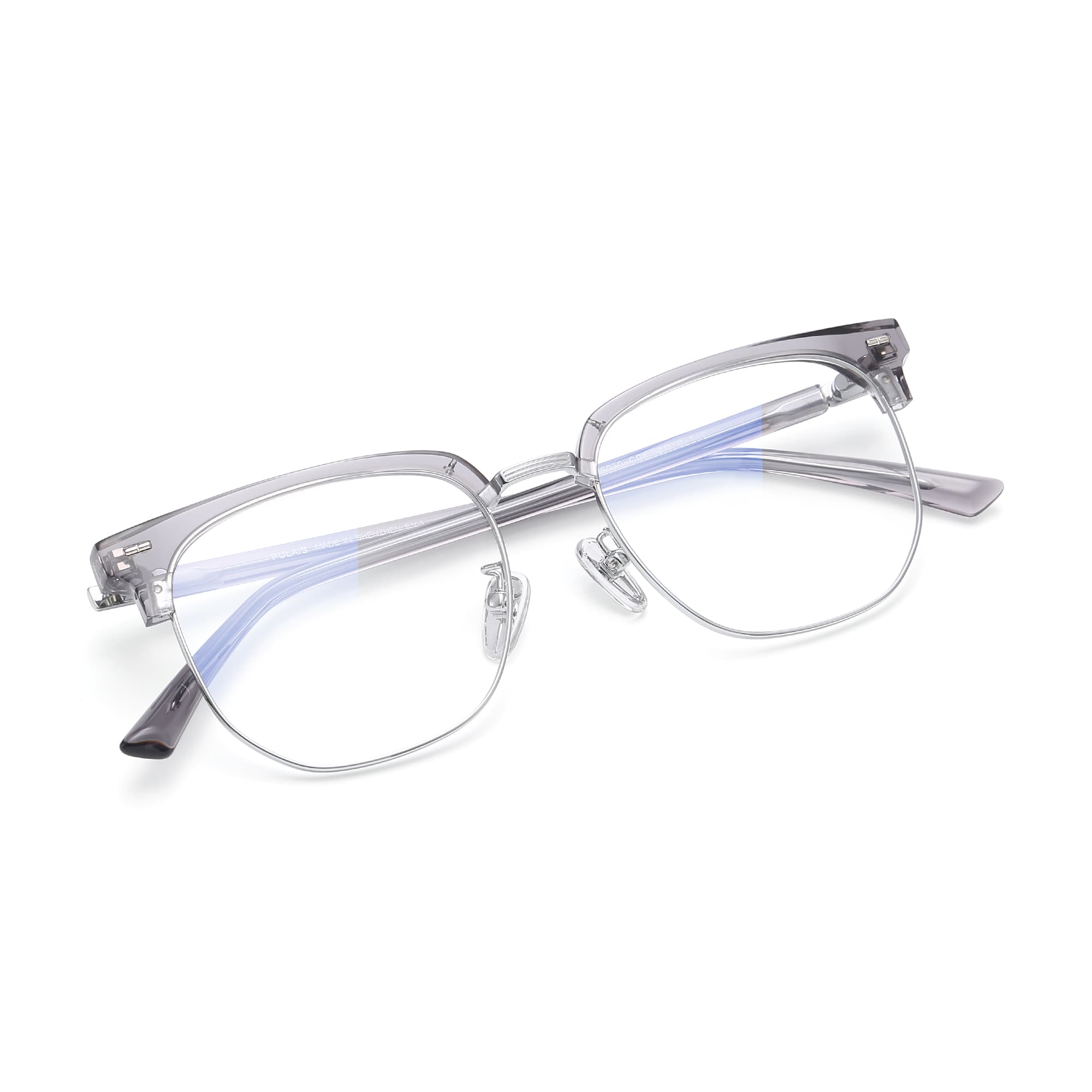 PULAIS Пластинчатая оправа с металлической линией бровей Функциональные очки унисекс