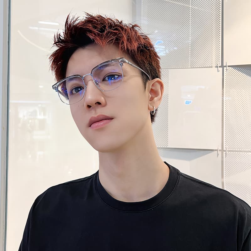 PULAIS Пластинчатая оправа с металлической линией бровей Функциональные очки унисекс