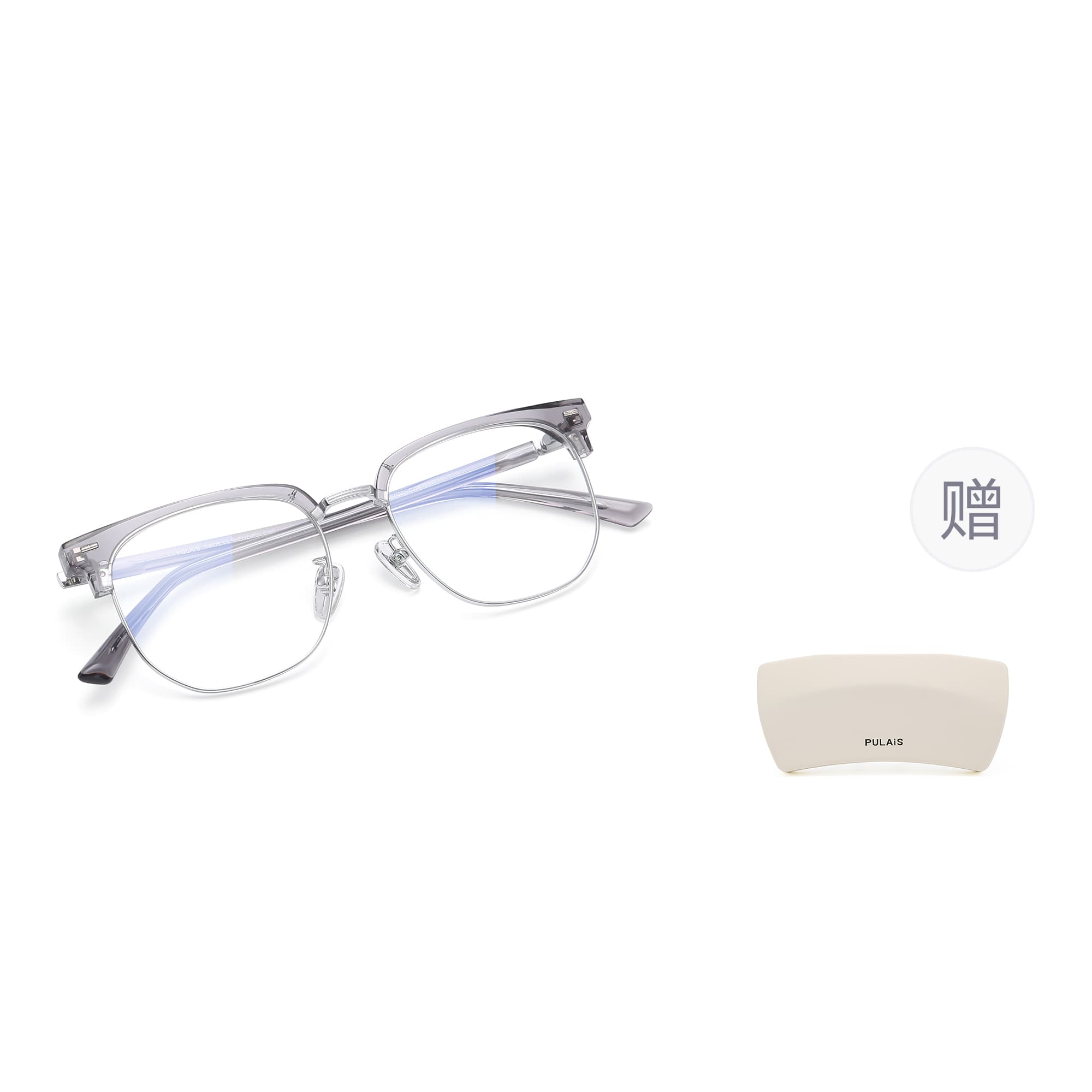 PULAIS Пластинчатая оправа с металлической линией бровей Функциональные очки унисекс