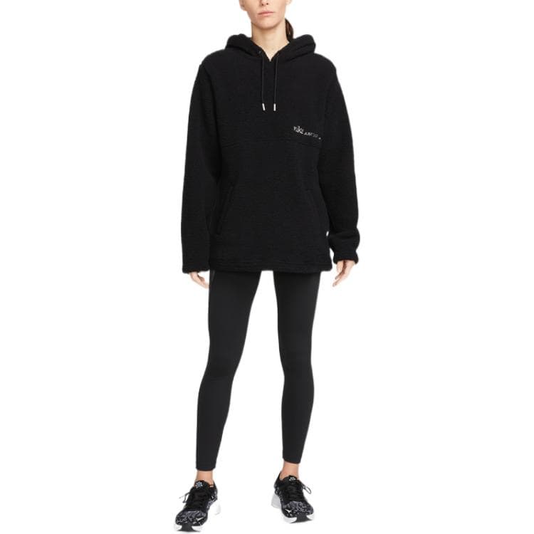 Женский пуловер с капюшоном и принтом логотипа Nike Therma-FIT, черный