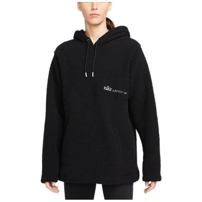 Женский пуловер с капюшоном и принтом логотипа Nike Therma-FIT, черный