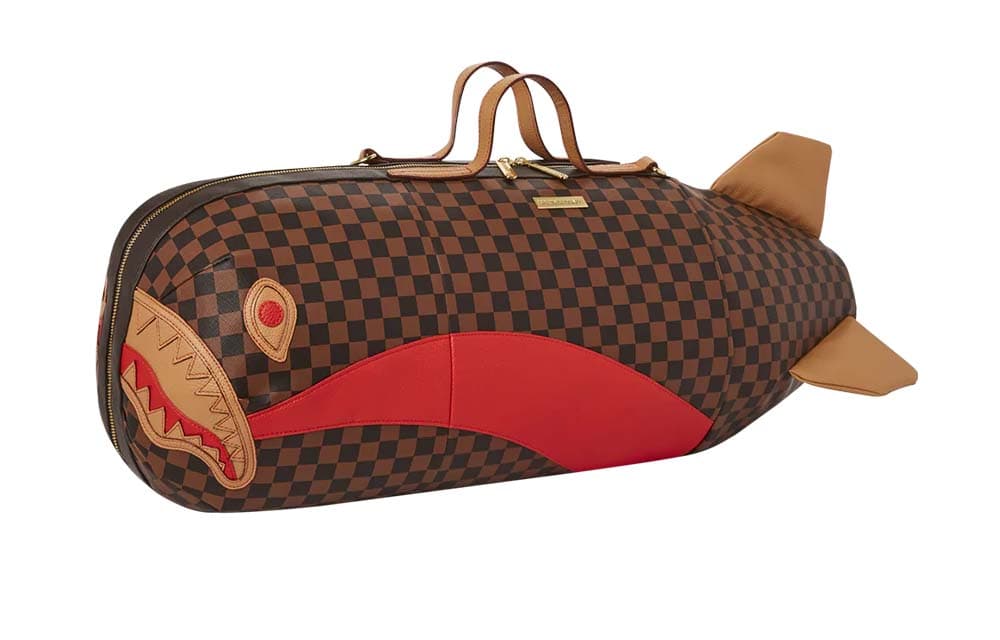 SPRAYGROUND PVC Travel Bag, Irregular Shaped Bag, Handbag Tubas Unisex Brown