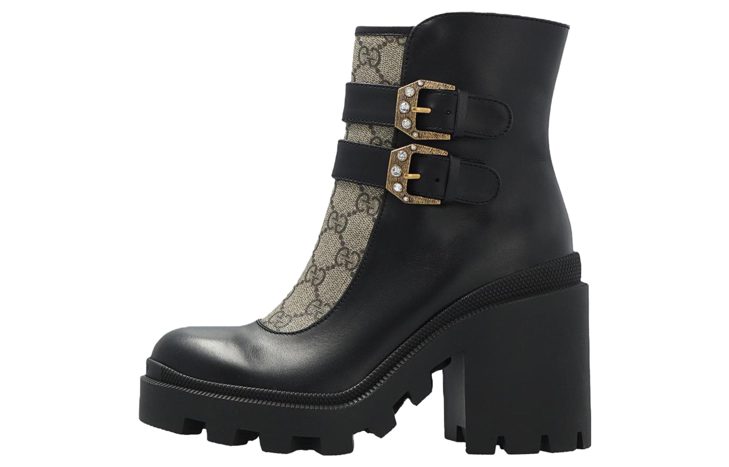 GUCCI Women's Ankle Boot 'Buckles Black Beige' Women's
