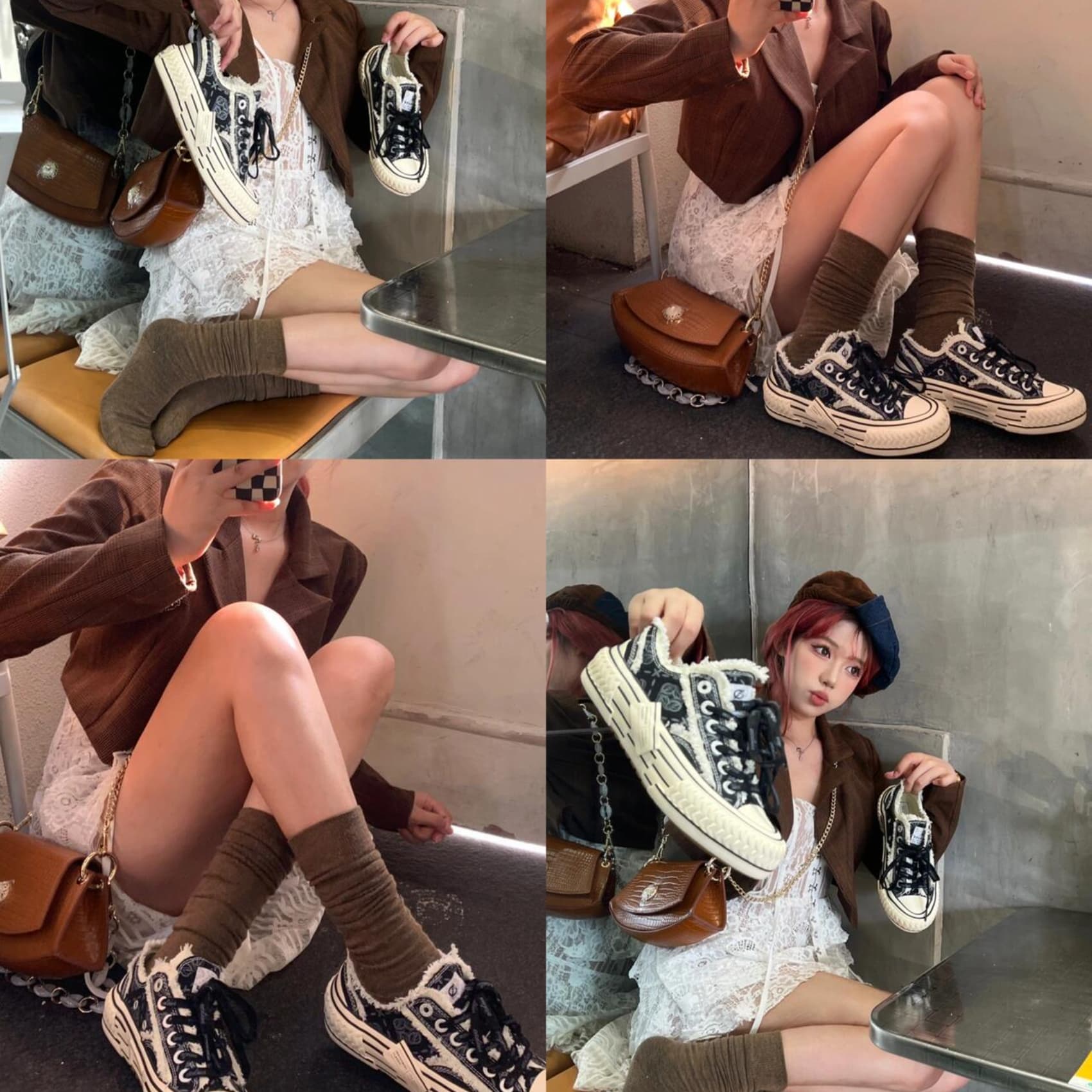 Excelsior Viennetta Твидовые парусиновые туфли унисекс с низким берцем цвета экрю