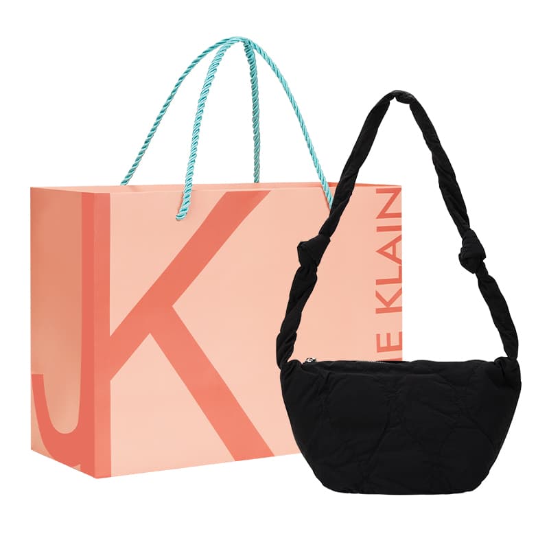 JANE KLAIN Cotton Dumpling Bag, Handbag, Shoulder Bag, Crossbody Bag Women's Black/Ecru/Yellow