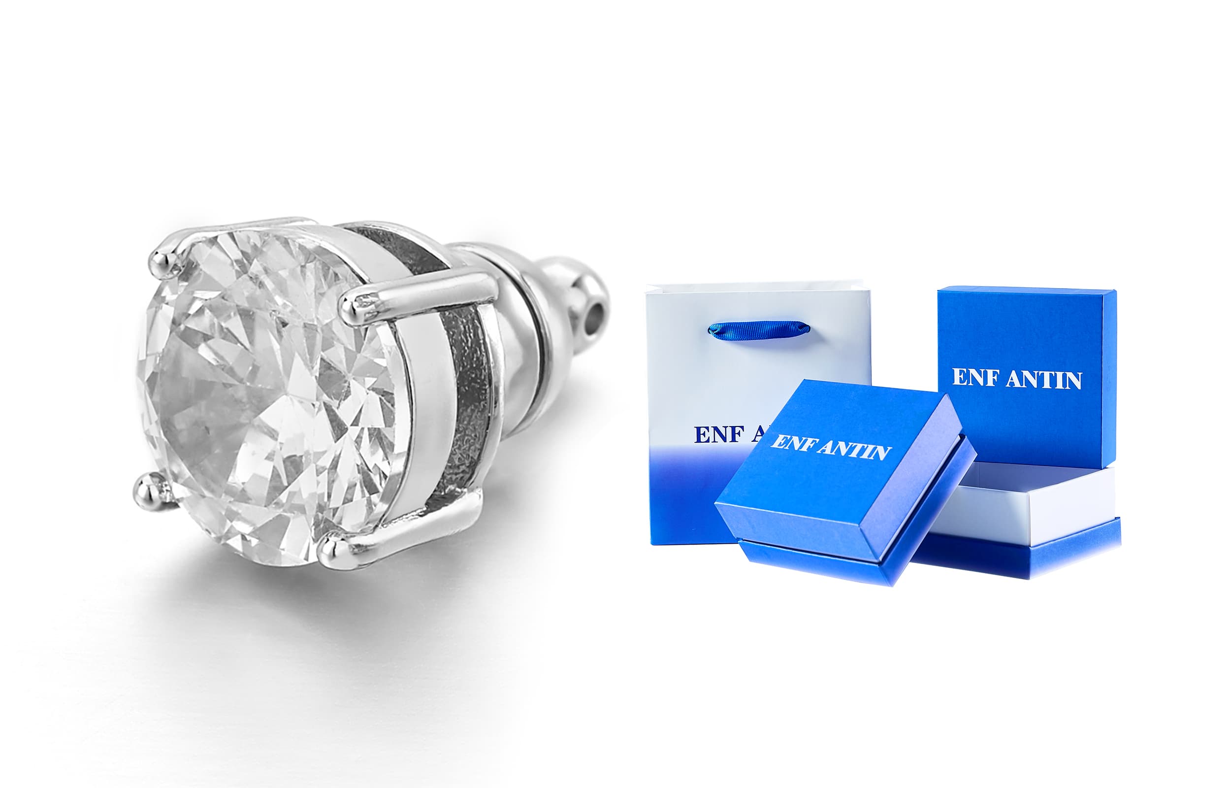 ENFANTIN Серьги-гвоздики с цирконом унисекс