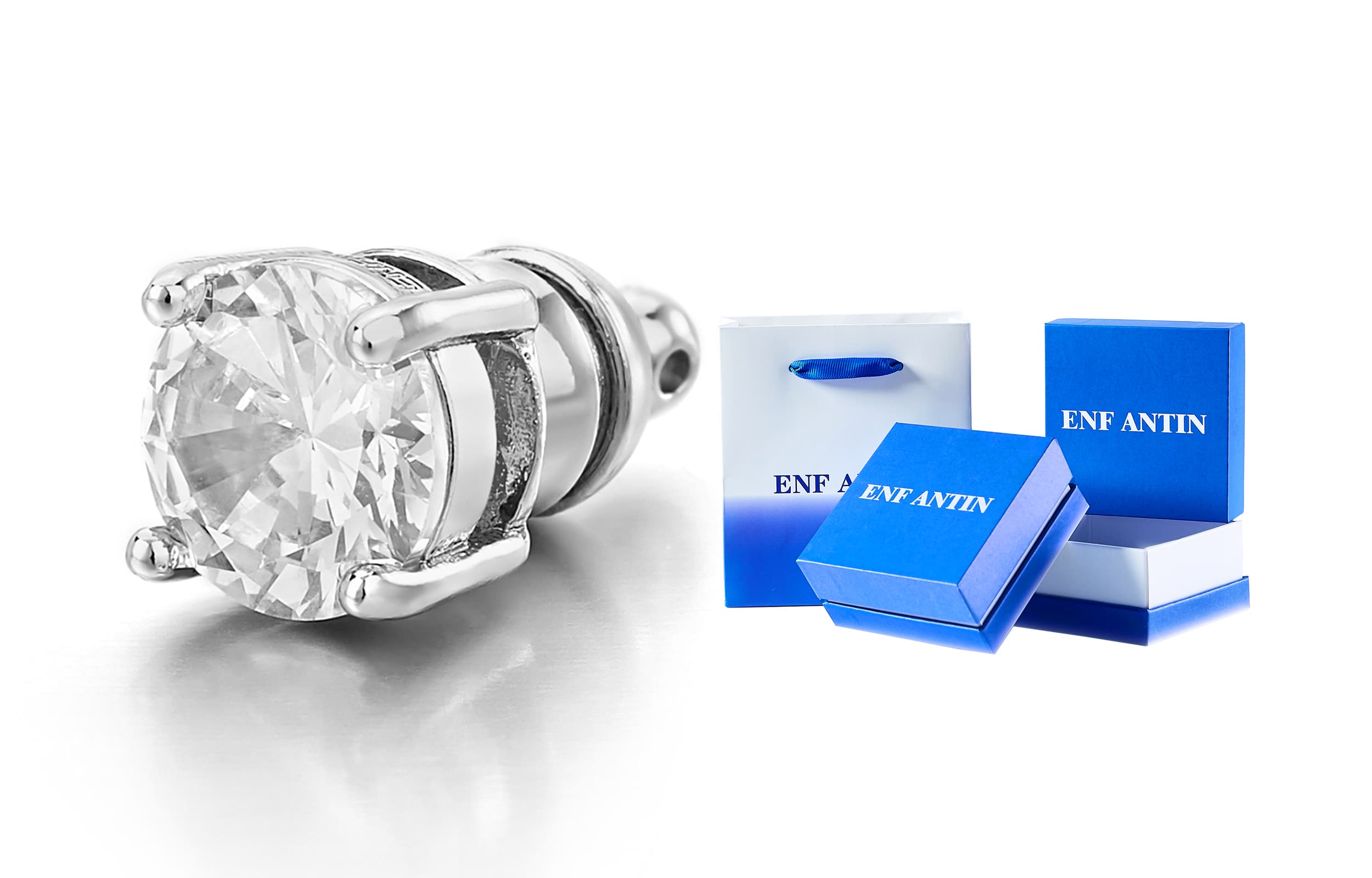 ENFANTIN Серьги-гвоздики с цирконом унисекс