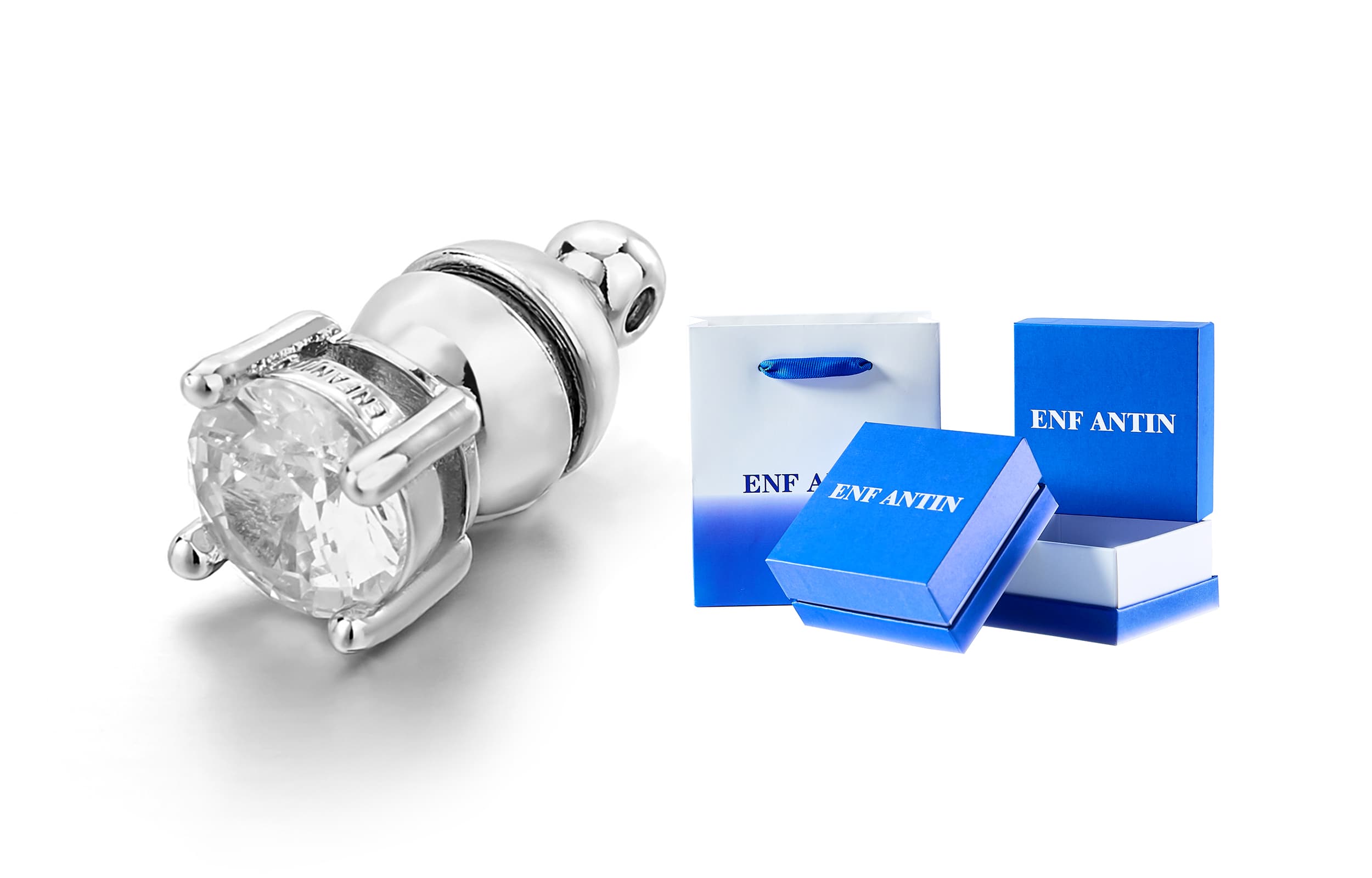 ENFANTIN Серьги-гвоздики с цирконом унисекс