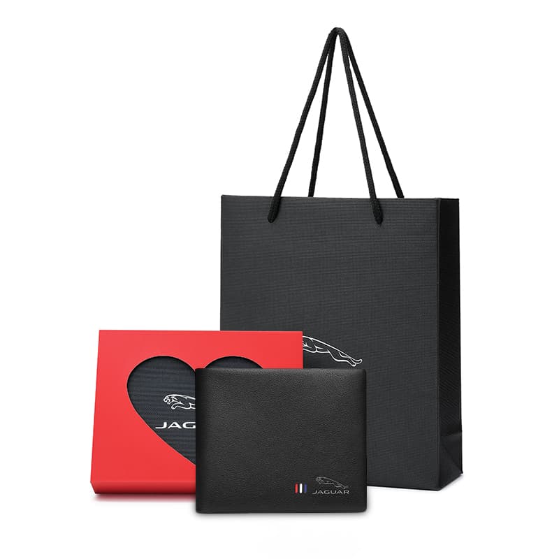 Мужской кошелек JAGUAR из коровьей кожи, зажим для билетов и визитница, черный цвет