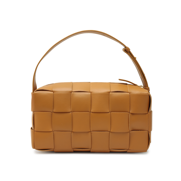Женская кожаная вафельная сумка Bottega Veneta Brick Casstte, сумка через плечо, сумочка светло-коричневого цвета