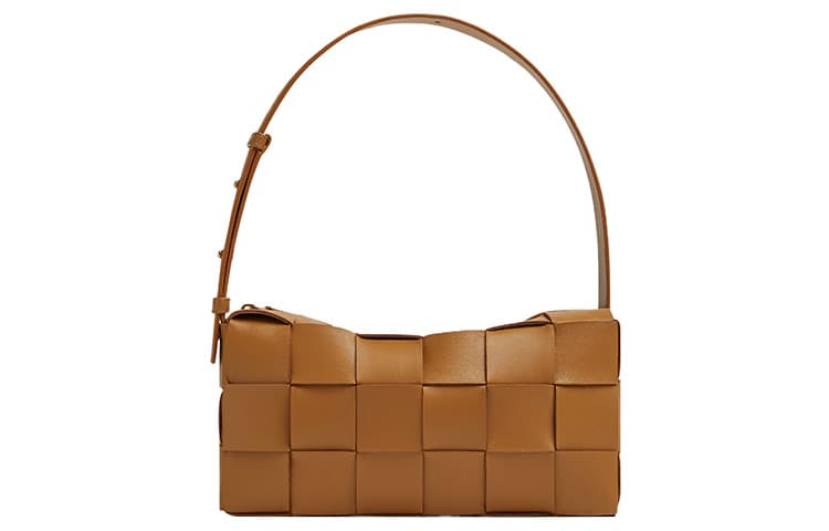 Bottega Veneta Brick Casstte Leather Waffle Bag, Shoulder Bag, Handbag Women's Camel