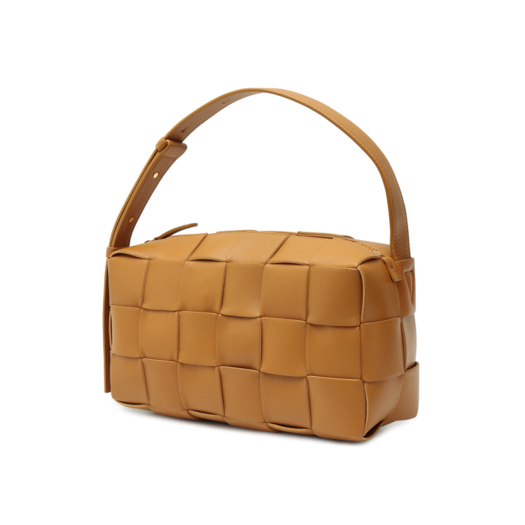 Женская кожаная вафельная сумка Bottega Veneta Brick Casstte, сумка через плечо, сумочка светло-коричневого цвета