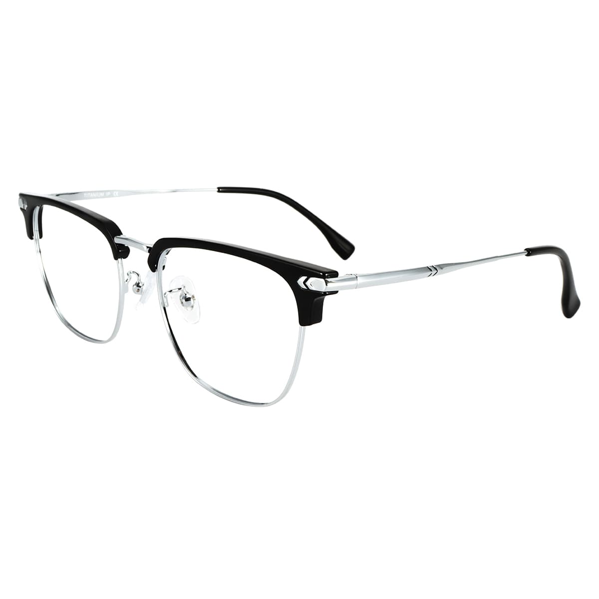 MUZU Plate And Metal Browline Eyeglass Frames Unisex