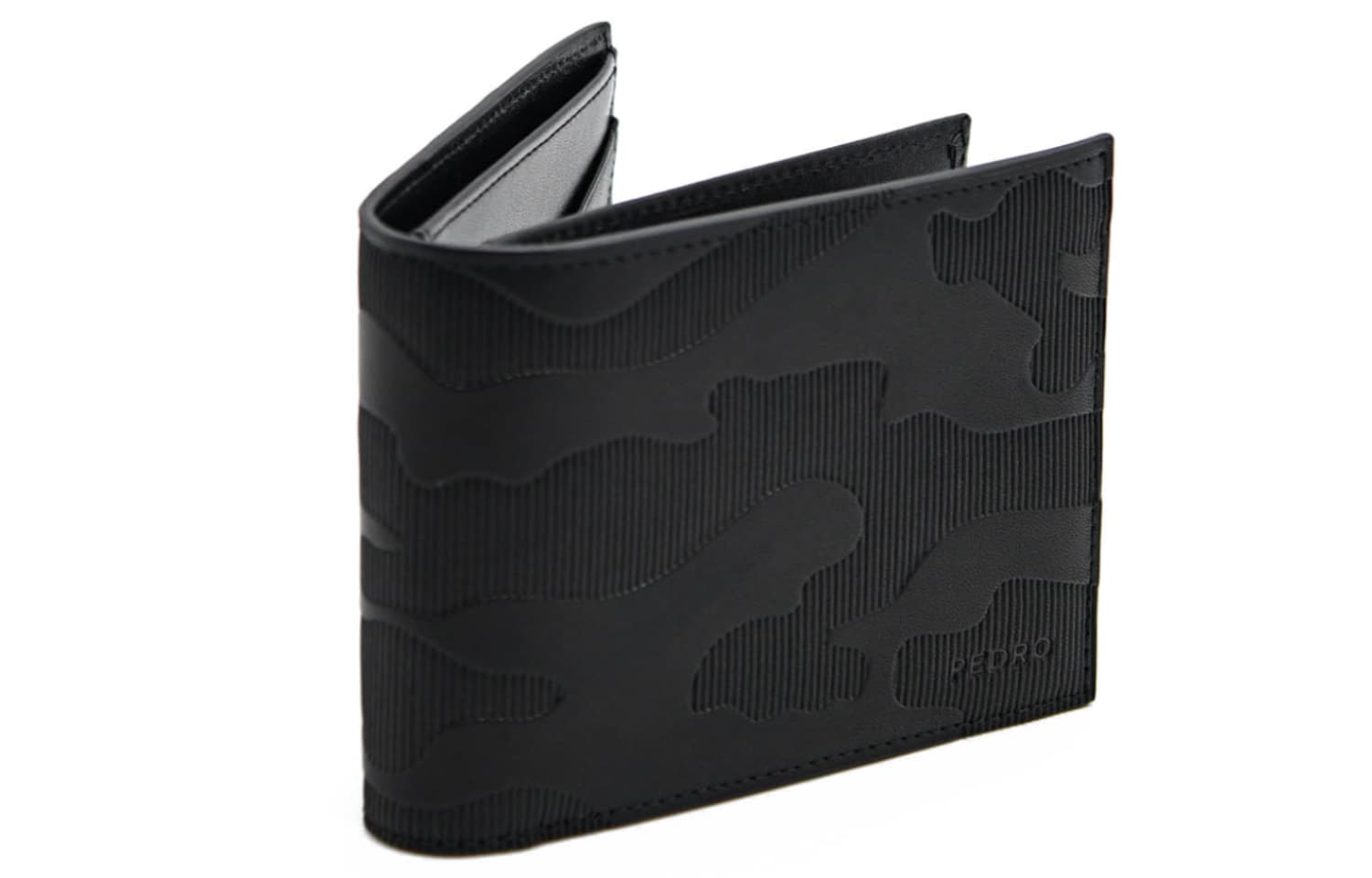 PEDRO Текстильный кошелек для карт из телячьей кожи, мужской, черный/умбра
